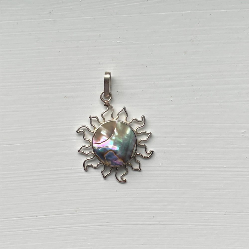 Silver Sun Pendant with Mother of Pearl Center